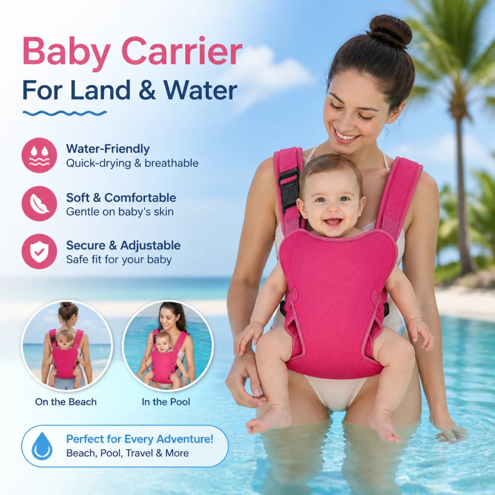 Aquatic Infant Carrier Quick-Drying Swim Carrier for Infants and Young Children Beach Pool Swimming Safety Water Activities