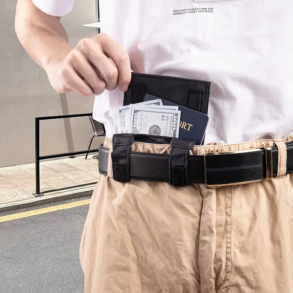 RFID Blocking Money Belt Anti Theft Travel Waist Pouch Hidden Passport Holder Credit Card Cash Wallet Bag for Men Women