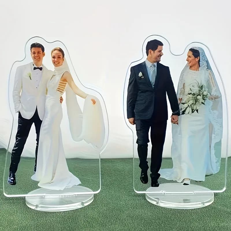 Supporto da Tavolo in Acrilico Personalizzato con Foto (Set da 1 Pezzo) — Espositore Personalizzato per Matrimonio con Personaggi