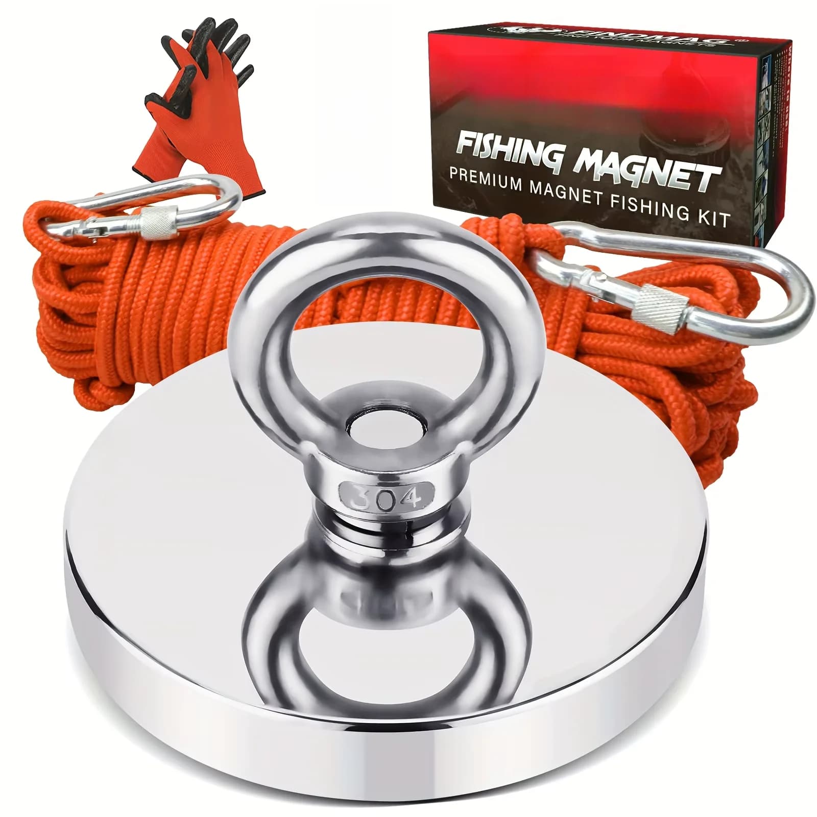 Heavy-Duty Magnet Fishing Kit with Rope - 3.54” Magnetic Pulling Force Suitable for River Retrieval, Underwater Treasure Hunting, Fishing Recovery, Magnet for & Fishing Gear, Magnetic for Riversides