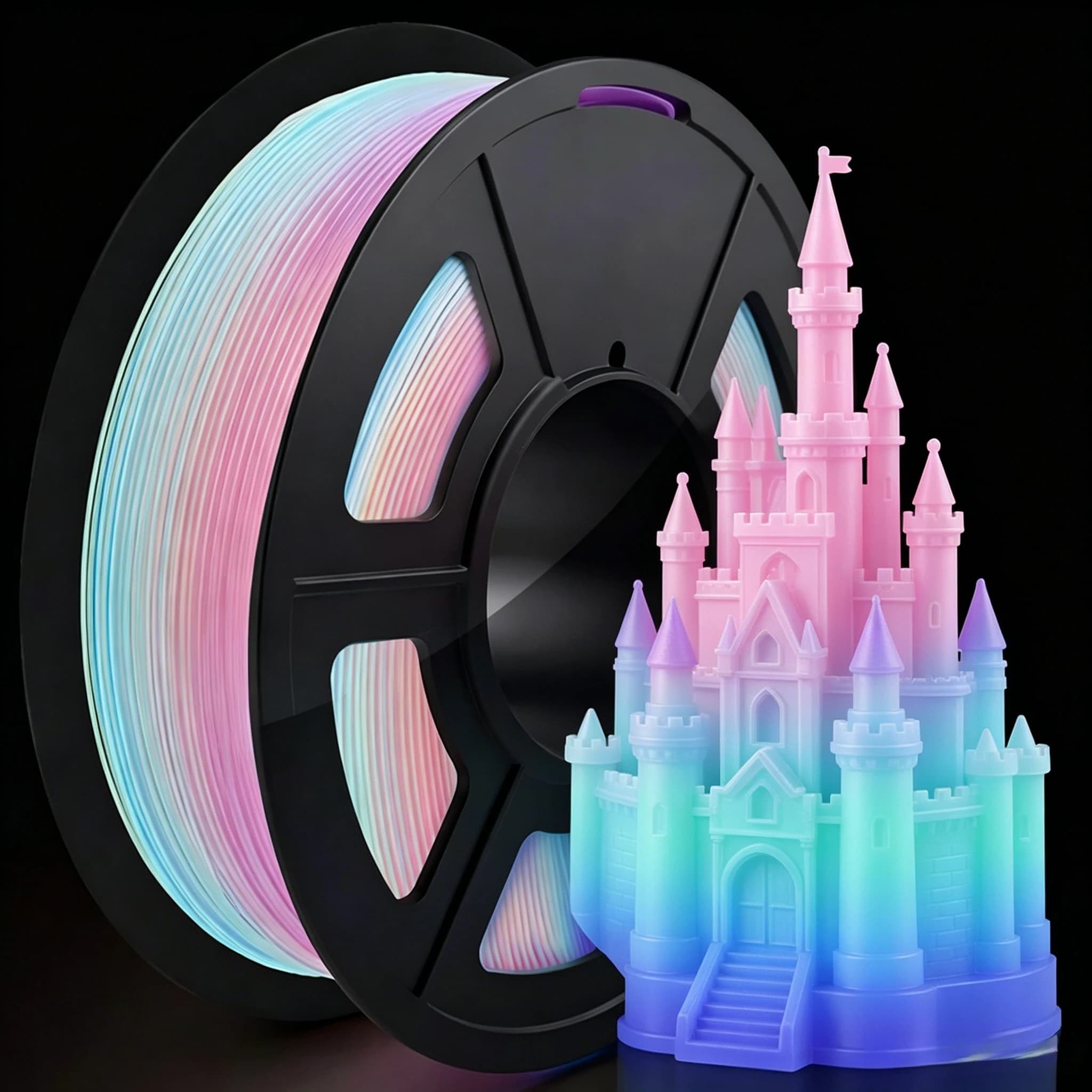Filamento per Stampa 3D PLA Luminescente, Diametro 1,75mm, Rotolo da 250g, Precisione Dimensionale +/- 0,03mm, Colore Sfumato