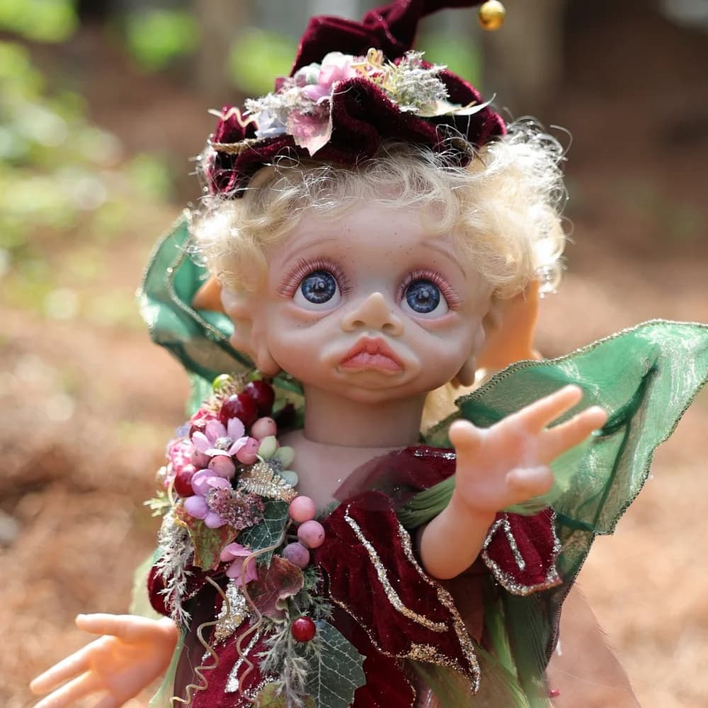 Cloveray 16 inch Fairy Full Body Vinyl Reborn Baby Doll Cute Forest Elf Vinyl Doll High Quality Handmade Original Art Kid Gift
