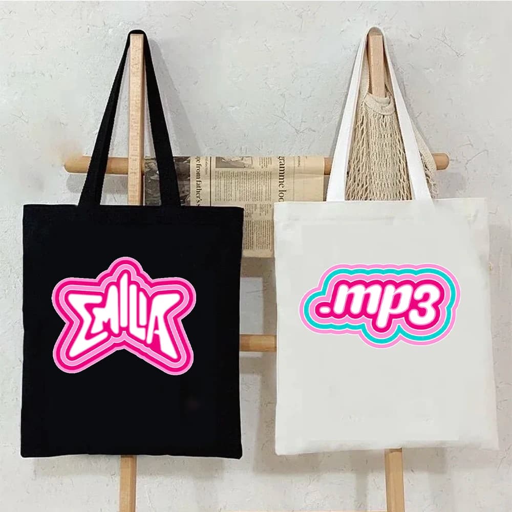Album MP3 Emilia Mernes Borsa a tracolla con stampa Donna Harajuku Borsa tote in tela Borse shopper Borsa per adolescenti