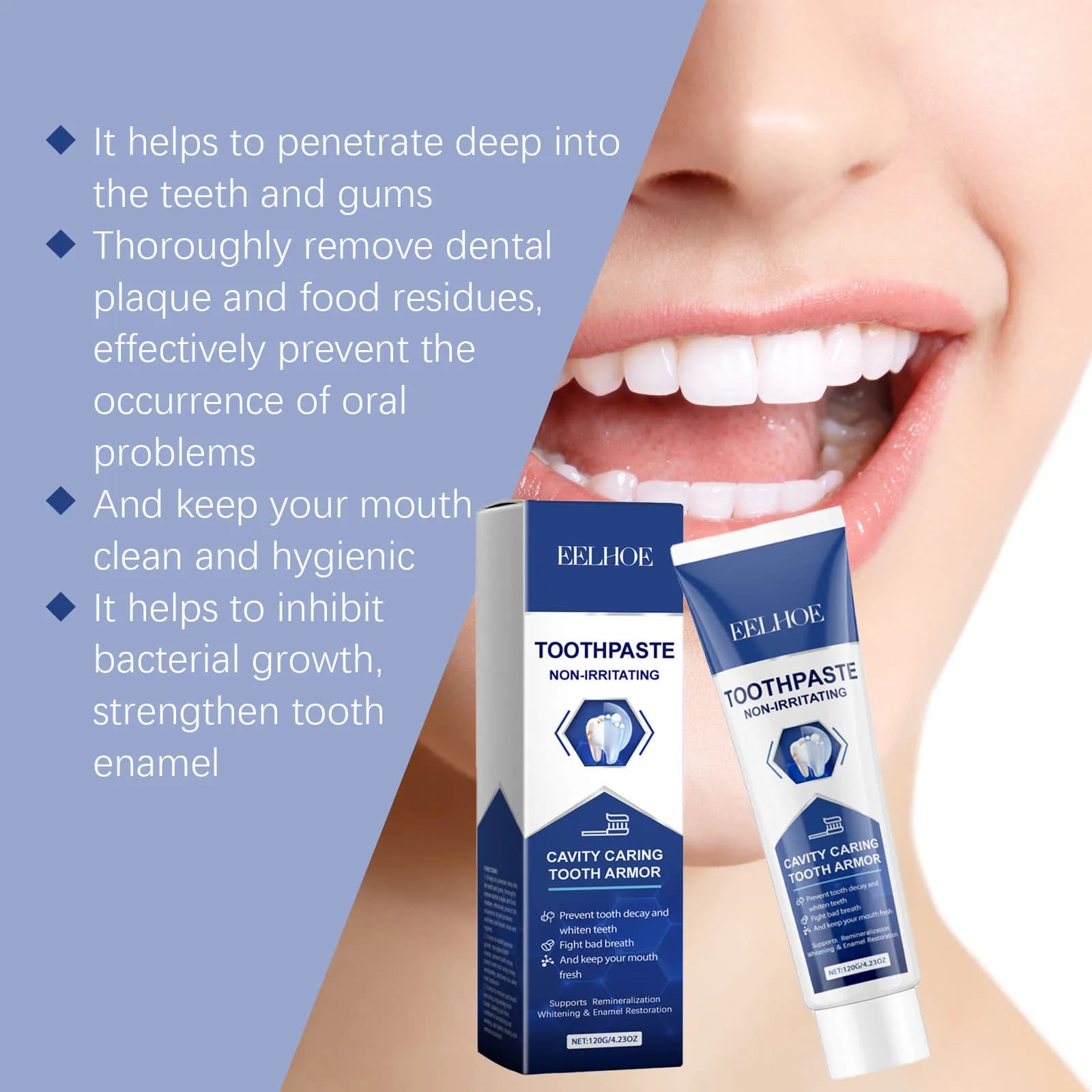 Eelhoe 120g tooth caries repair Dentifricio Dental cleaning Oral hygiene Macchia Remove fresh breath Dentifricio anti caries