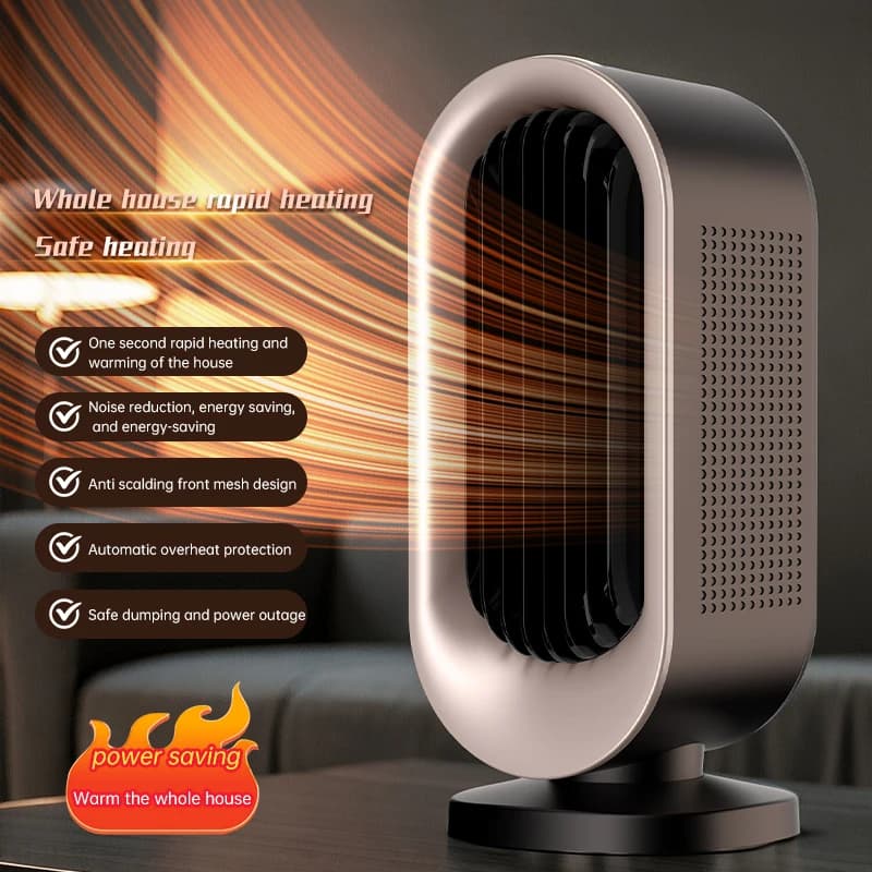 1200W PTC Ceramic Desktop Heater Space Heater Silent Low-Energy No Glowing with Overheat Protection Fireproof Material Tip-Over Power-Off for Home Office Living Room Bedroom Outdoor Travel White Gray