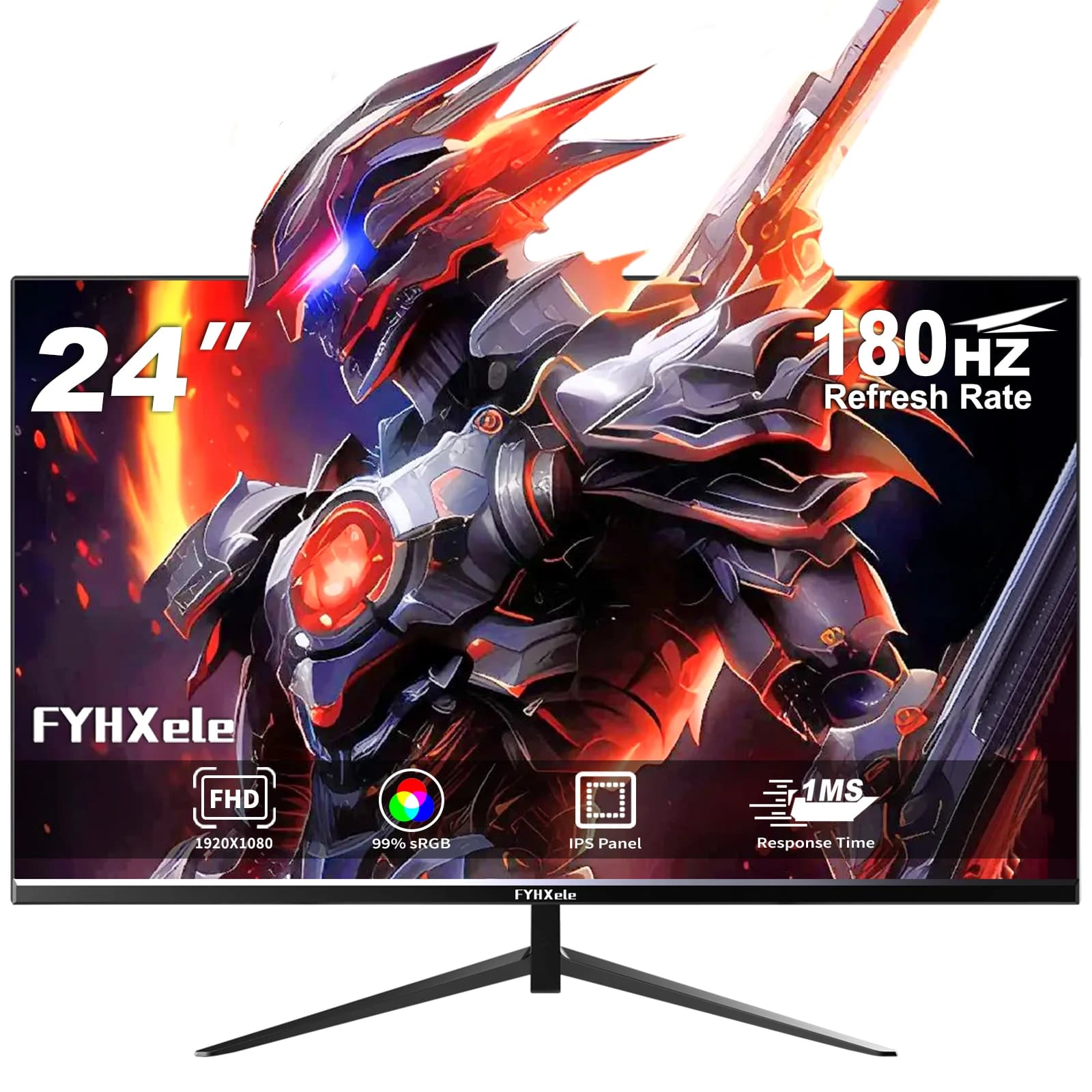 FYHXele 24 Inch Gaming Monitor 180Hz Computer Display 1K FHD Response Time 1 ms Eye Care Screen LCD Support HDR G-Sync VESA