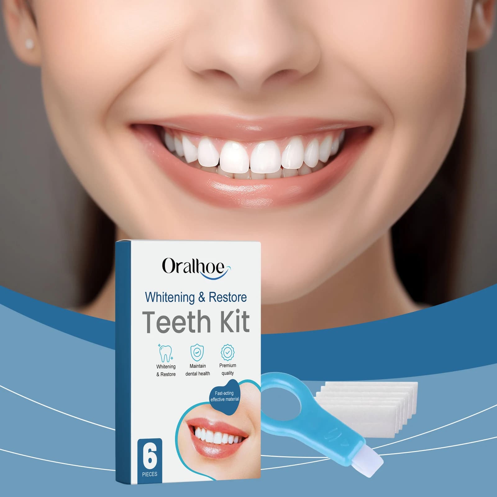 Oralhoe Teeth Cleaning Kit Sponge for Head Cleaning Easy to Use Remove Tartar Deep Cleaning Coffee Macchia Remove Tooth Whitening