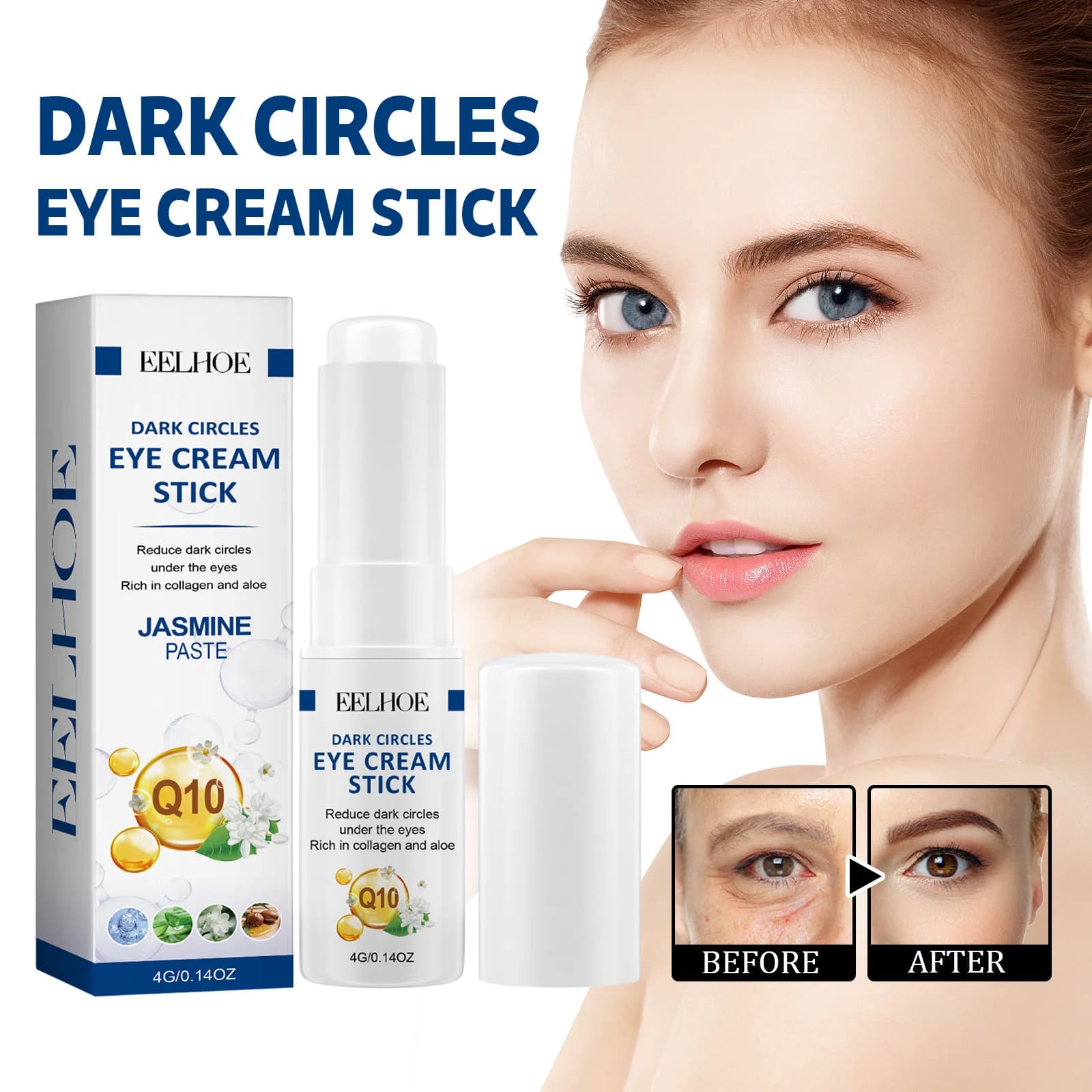 Eelhoe 4g Crema per gli occhi al collagene Stick Riduce la linea sottile Borsa per gli occhi Dissolvenza Cerchi scuri Stringere la pelle attorno agli occhi Idratare la crema per la pelle degli occhi