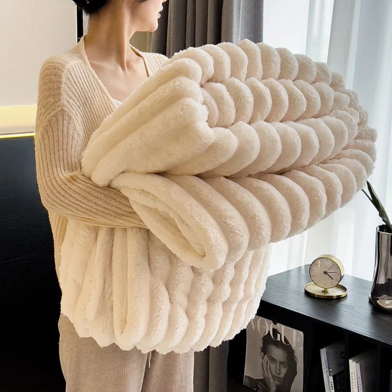 ROSEKIND Coperte 3 Dimensioni per Letto, Coperta in Pile Morbido e Caldo 280GSM, Coperte a Strisce Decorative e Giftable per Donna, Uomo
