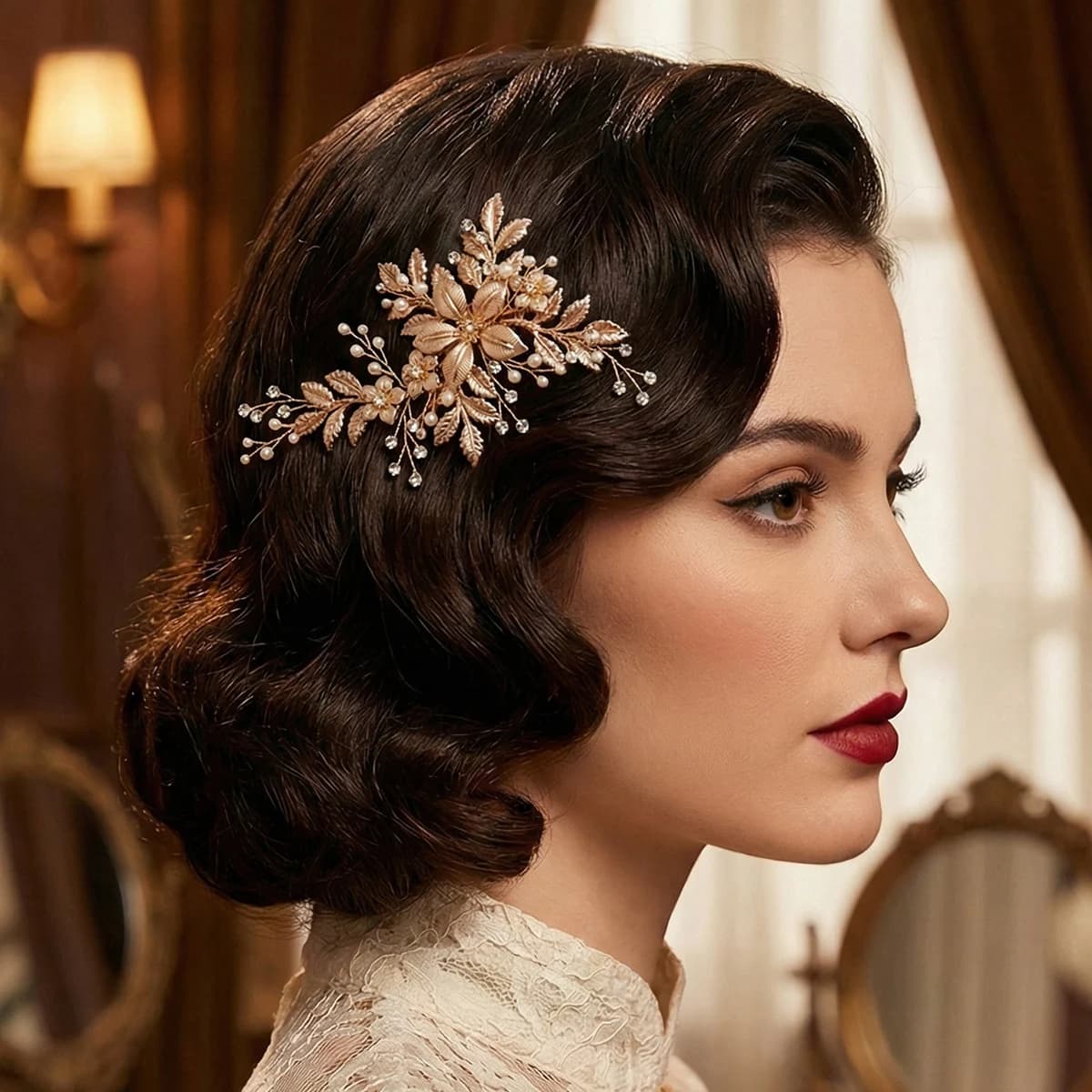 2/ 4PC Luxury Flower Claw Hair Clip Bride Wedding Heavy Duty Hairpin For Women Party Headpieces Hair Accessory Classic Headwear