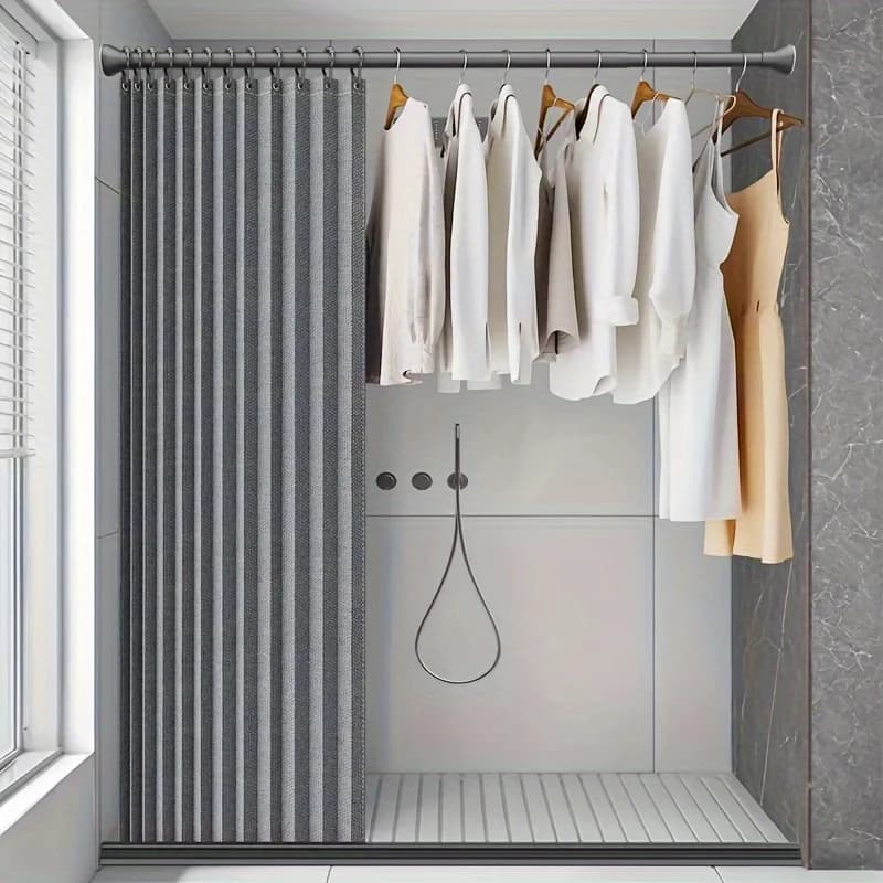 Tenda da Doccia Magnetica Pieghevole Impermeabile per Privacy, Tenda per Vasca da Bagno per Casa, Appartamento, Hotel, Arredamento Moderno