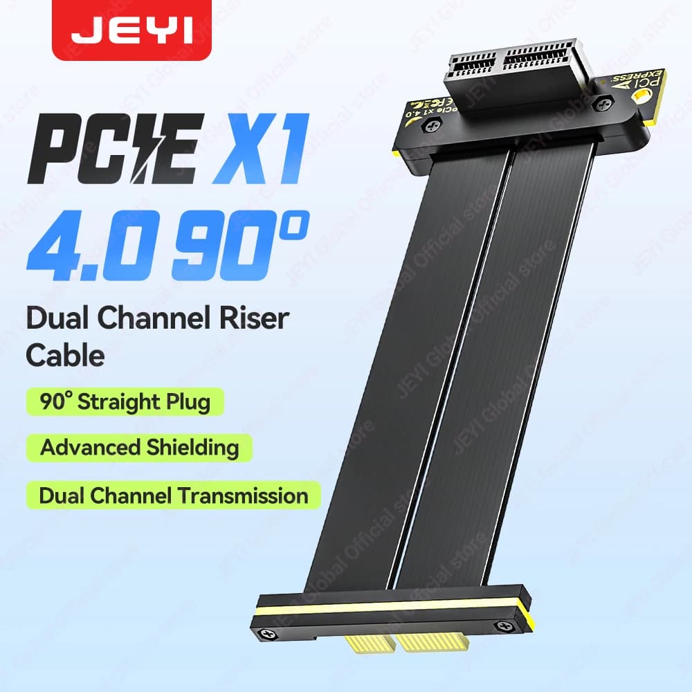 Cavo Riser JEYI a Doppio Canale PCIe X1 4.0, Cavo di Estensione PCI-e, Adattatore per Schede di Rete/Cattura/Estensione USB PCIe