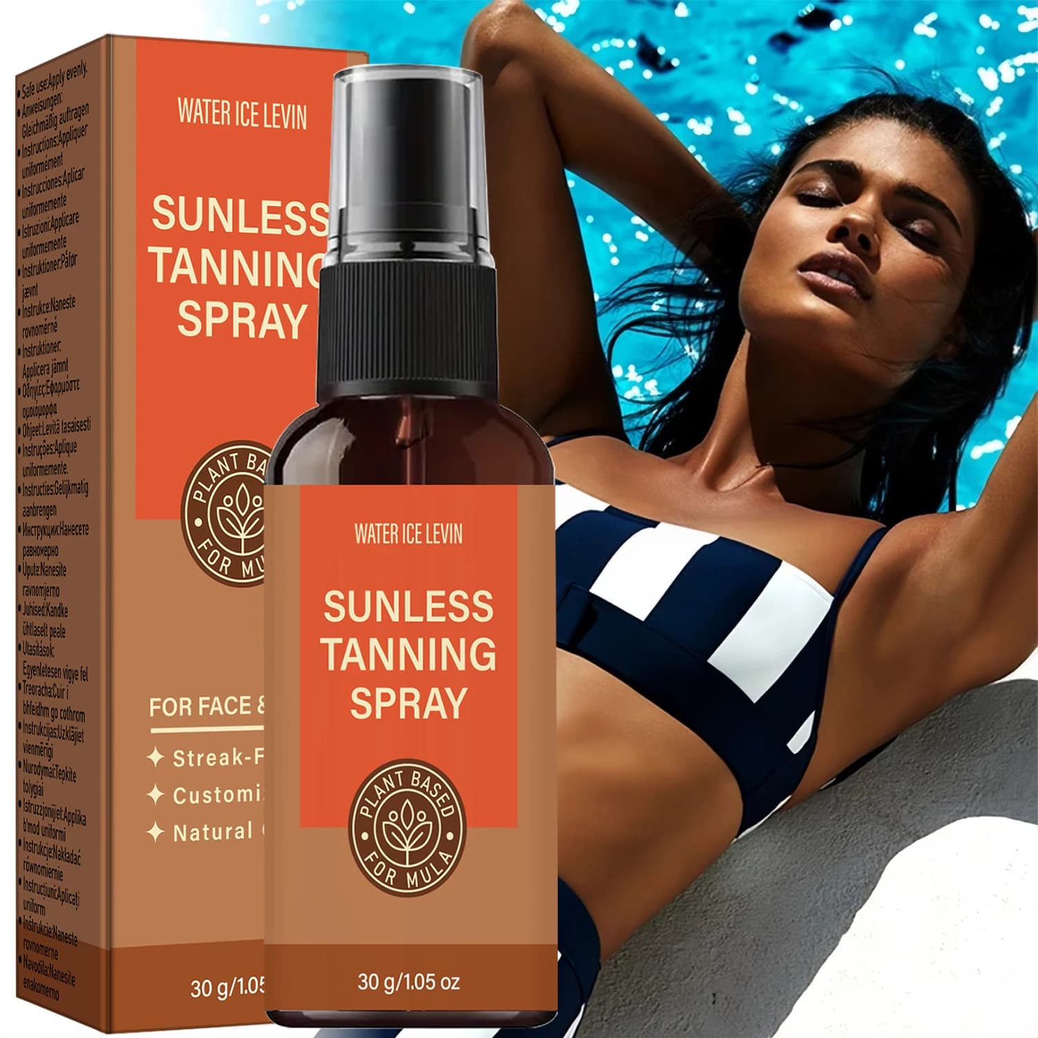 Spray Autoabbronzante a Base Vegetale - Effetto Naturale Senza Striature con Biotina e Acido Ialuronico per Viso e Corpo