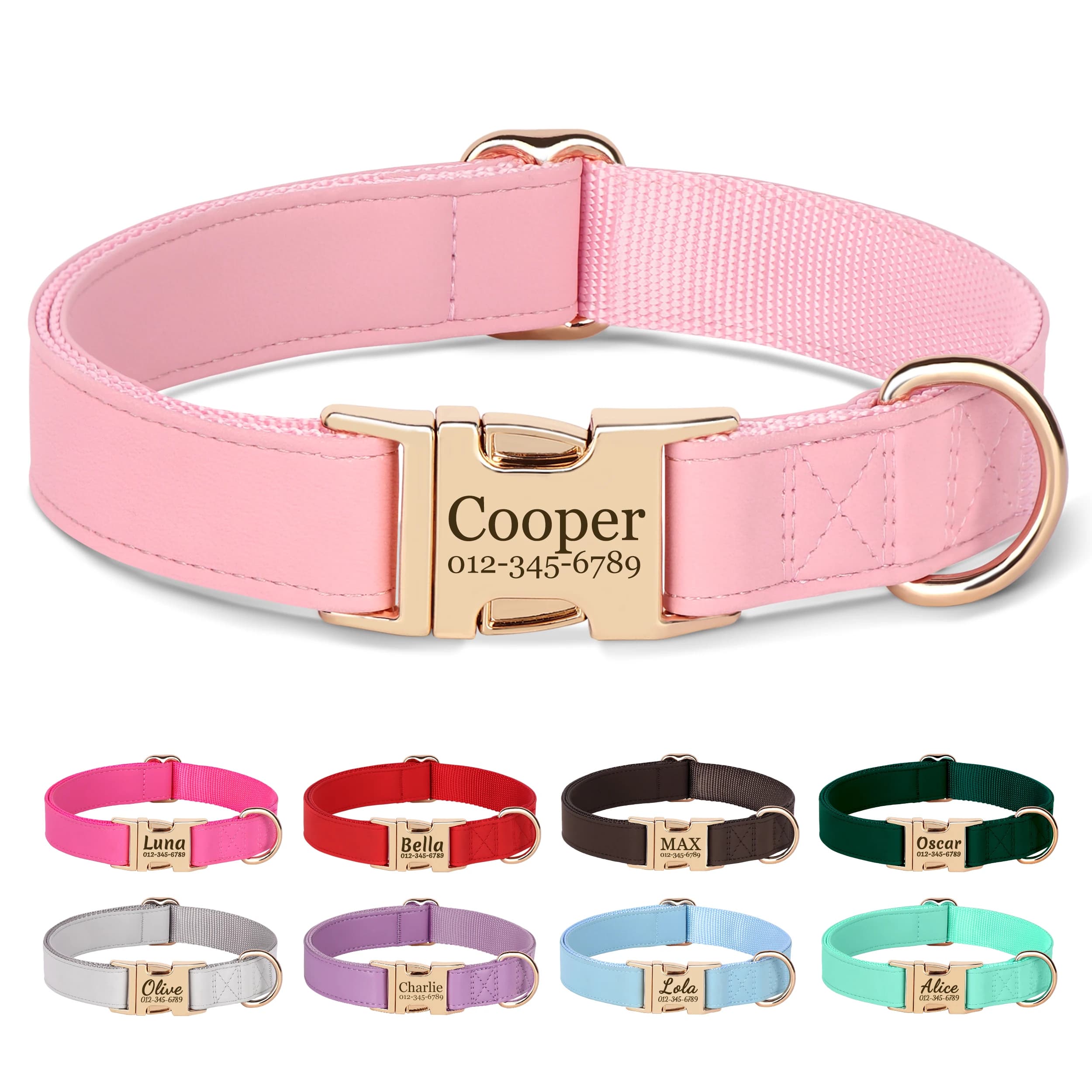 Custom Dog Collar PU Leather Dog Collars Free Engraving Pet ID Name Buckle Necklace For Small Medium Large Dogs Chihuahua PAW