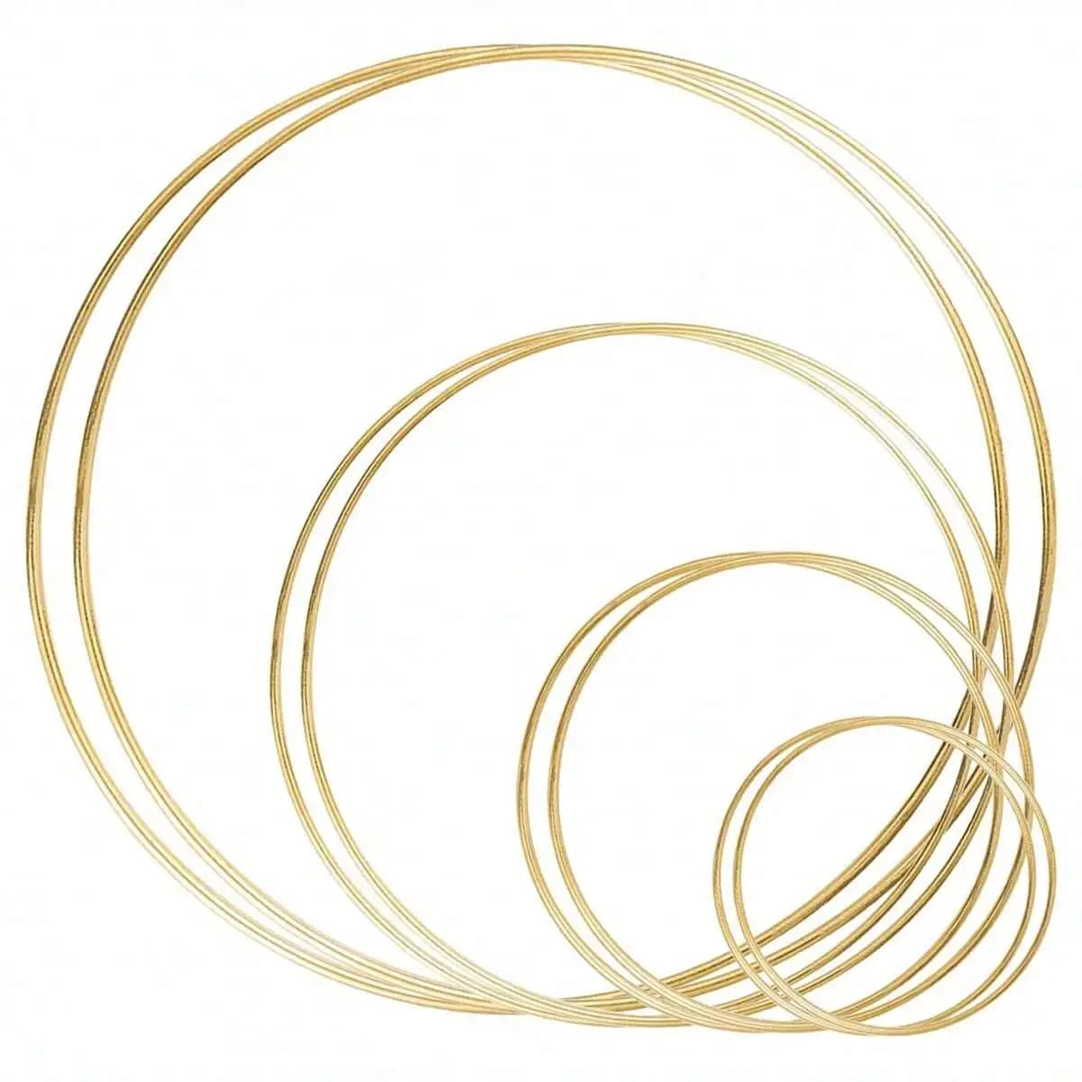 1 pz/5 pz/10 pz 2 Formati Corona Anelli A Cerchio D'oro Per Decorazioni Di Nozze Floreali FAI DA TE, Dream Catcher E Appeso A Parete artigianato