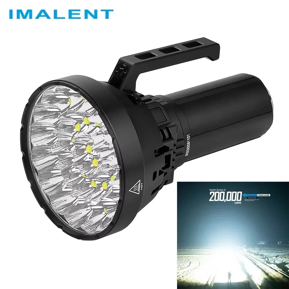 IMALENT MS32 Torcia più Luminosa 200.000 Lumen, Torcia Ricaricabile Tattica con Ventole di Raffreddamento per Campeggio all'Aperto