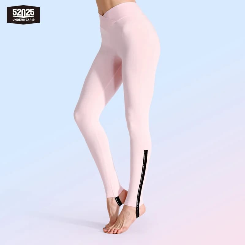 52025 Women's Cotton Modal Stirrup Leggings – V-Waist Design, Body-Contouring Fit, Everyday Comfort and Activewear Style