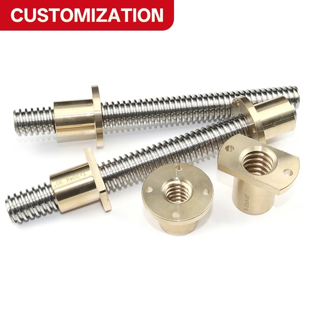 Custom Trapezoidal Lead Screw Injection Molding Machine T16, 50mm Lead Screw and Nut, Trapezoidal Thread 3D Printer, CNC Machine