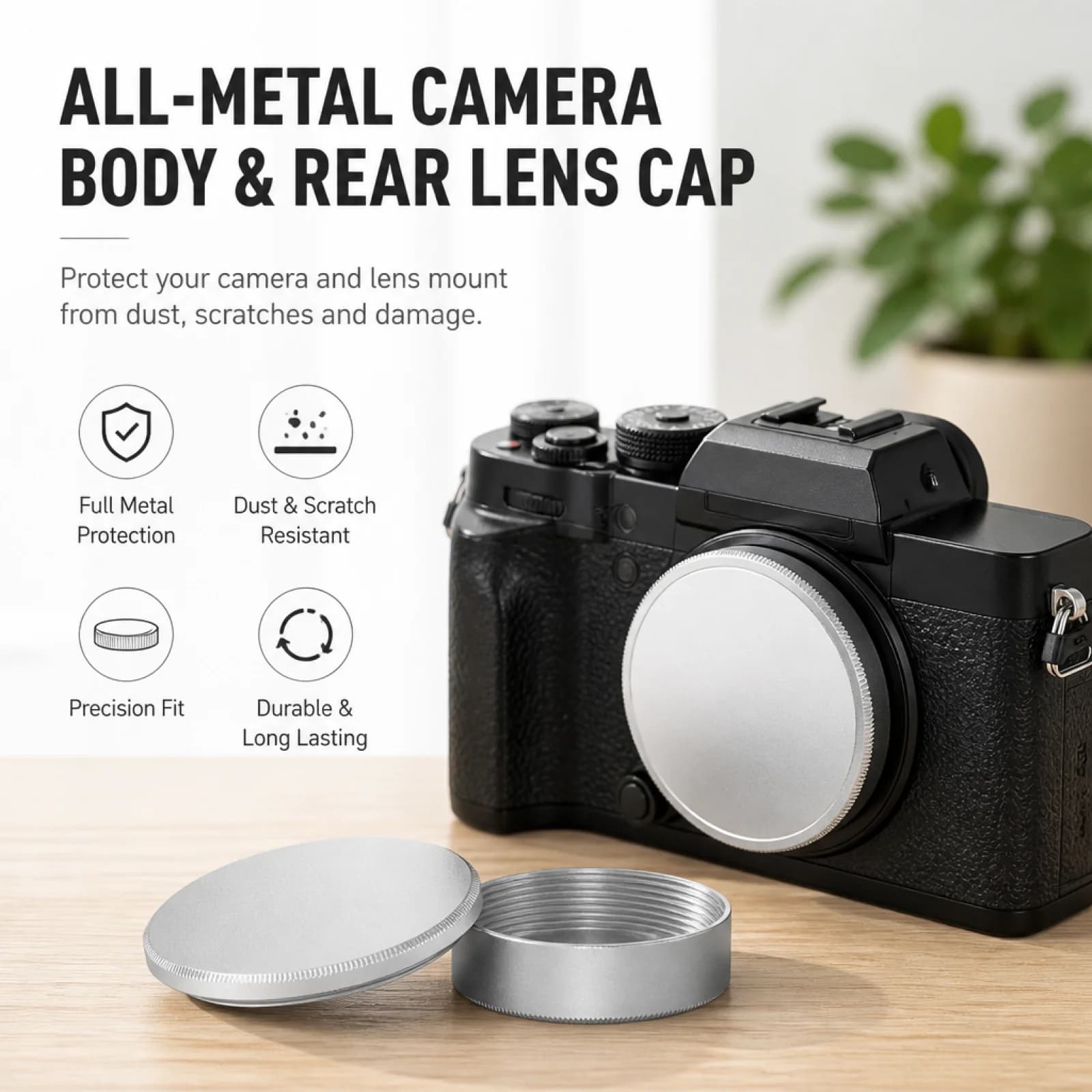 Screw Mount Aluminum Rear Lens Cover Camera Body Cap Lens Dust Protection for M39 Compatible Cameras and Lenses