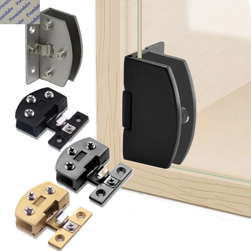 4 Pezzi Cerniere per Ante in Vetro per Armadietti in Zinco SUS304 Senza Foratura, per Vetrine, Librerie, Espositori, Oro Cromo Nero