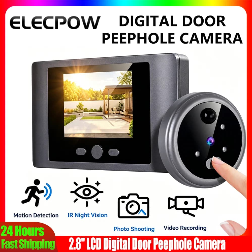 Wireless Video Doorbell 2.8" LCD Digital Door Peephole Camera Motion Detection Night Vision Door Viewer Photo Video Recording