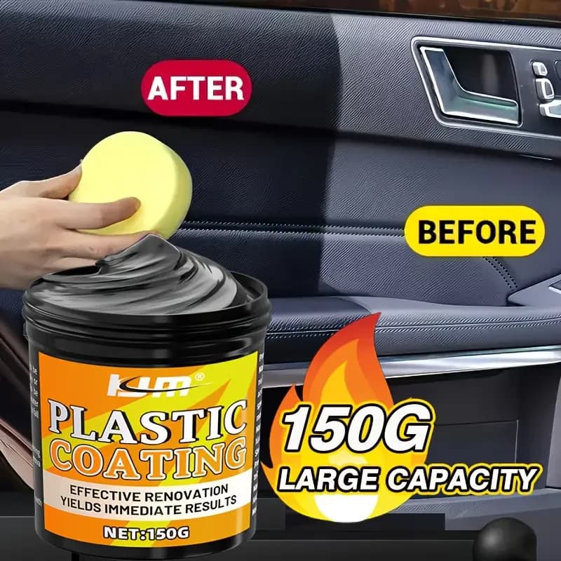 Cera nera per riparazione interni auto: lucentezza dei pneumatici e riparazione plastica, rivestimento lucido a lunga durata per cruscotto e volante