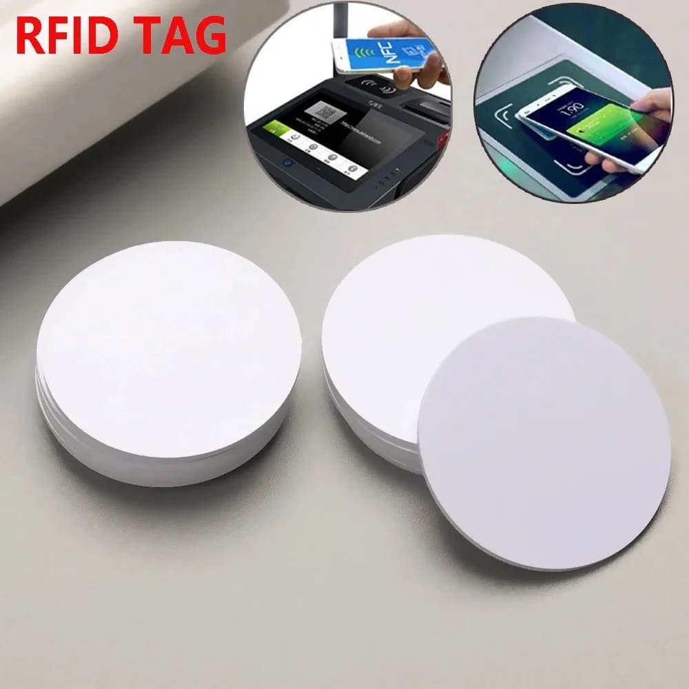 10/20/100 pz nero bianco riscrivibile Ntag215 NFC moneta rotonda 13.56MHz 504 byte Smart Ntag 215 etichette per schede 25mm per NFC Phone Game