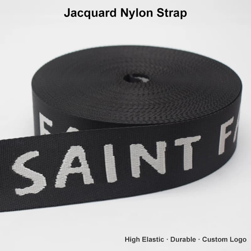 Nastro in Tessuto Jacquard con Lettere Personalizzate, Cinghie per Borse con Logo Personalizzato, Nastro in Tessuto Jacquard in Nylon da 38mm di Larghezza per Borse
