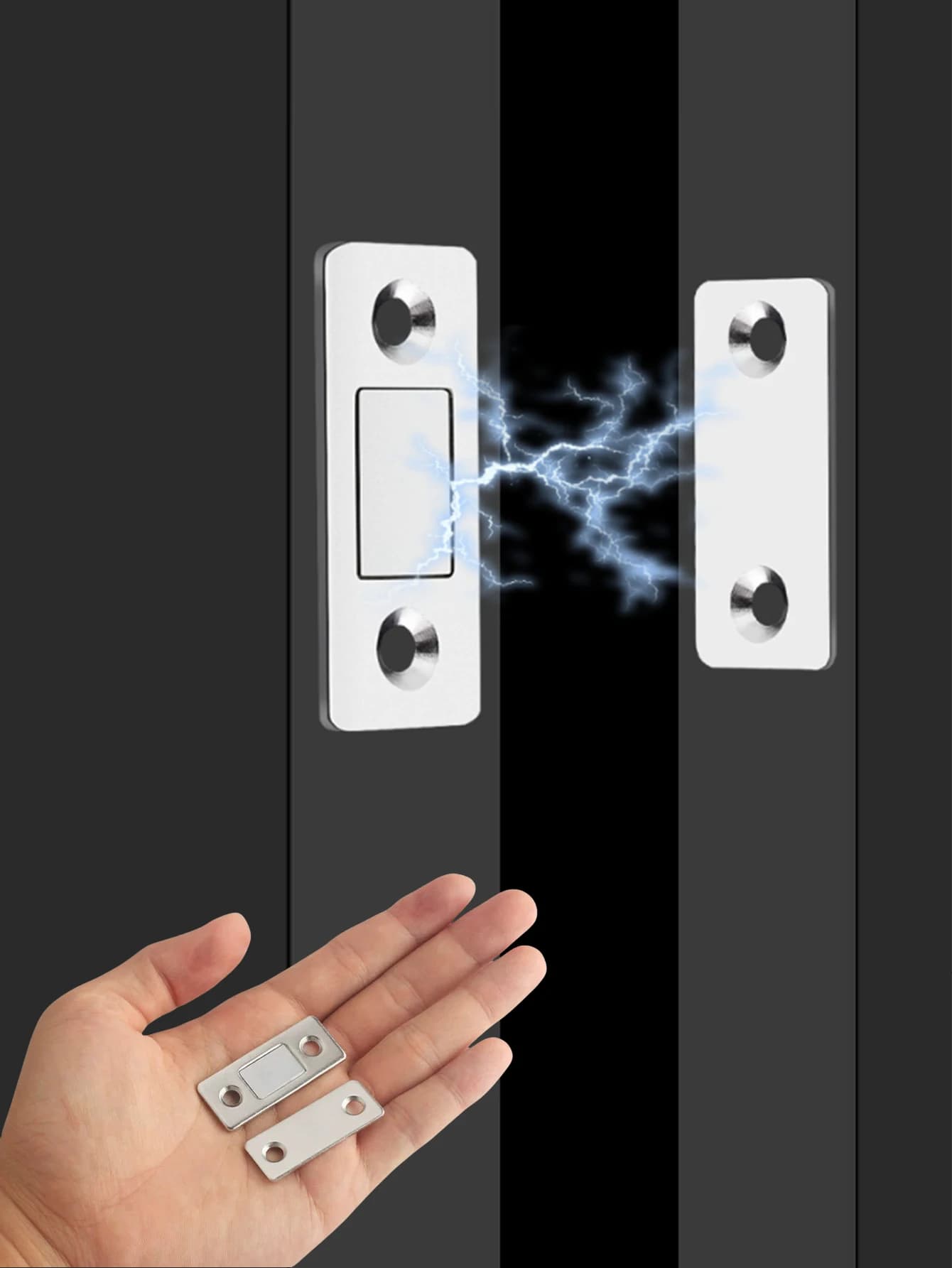 2/4/8 Paia di Chiusure Magnetiche Ultra Sottili per Armadi, Magneti Adesivi Forti per Porte, Blocco Invisibile per Cassetti, Armadi e Finestre