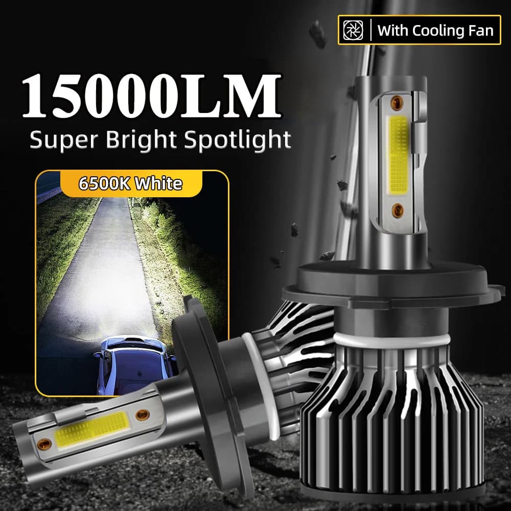2 pezzi LED H4 H7 Mini lampadina per fari per auto 15000LM 6500K bianco H11 H13 H27 880 9005 HB3 9006 HB4 9007 lampada frontale da corsa