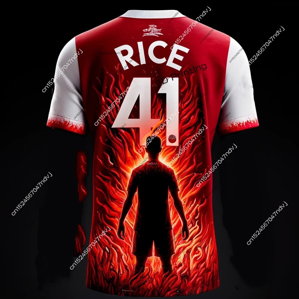 Chat GPT Design Declan Rice Maglia da calcio T-shirt Street Hip Hop Abbigliamento Fan Kit maglia speciale Camicia sportiva da esterno
