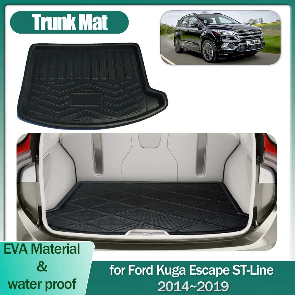 Tappetino per bagagliaio per auto per Ford Kuga Escape ST-Line 2014 ~ 2019 2015 Bagagli Boot Liner Cargo Floor Tappeto Copertura impermeabile Vassoio Accessorie