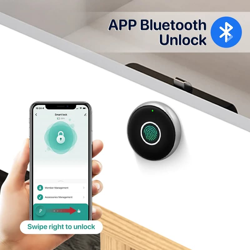 YRHAND Tuya App Batteria biometrica per cassetti con impronte digitali Serratura per armadietto Elettronica senza chiave Serratura per armadietto wireless intelligente per l'home office