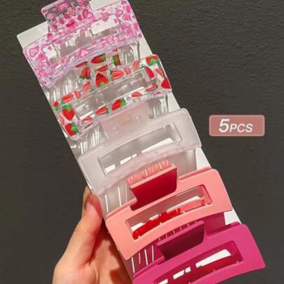 Vendita calda 5 pezzi cuore stampa trasferimento di calore estivo accessori per capelli dolci squalo quadrato