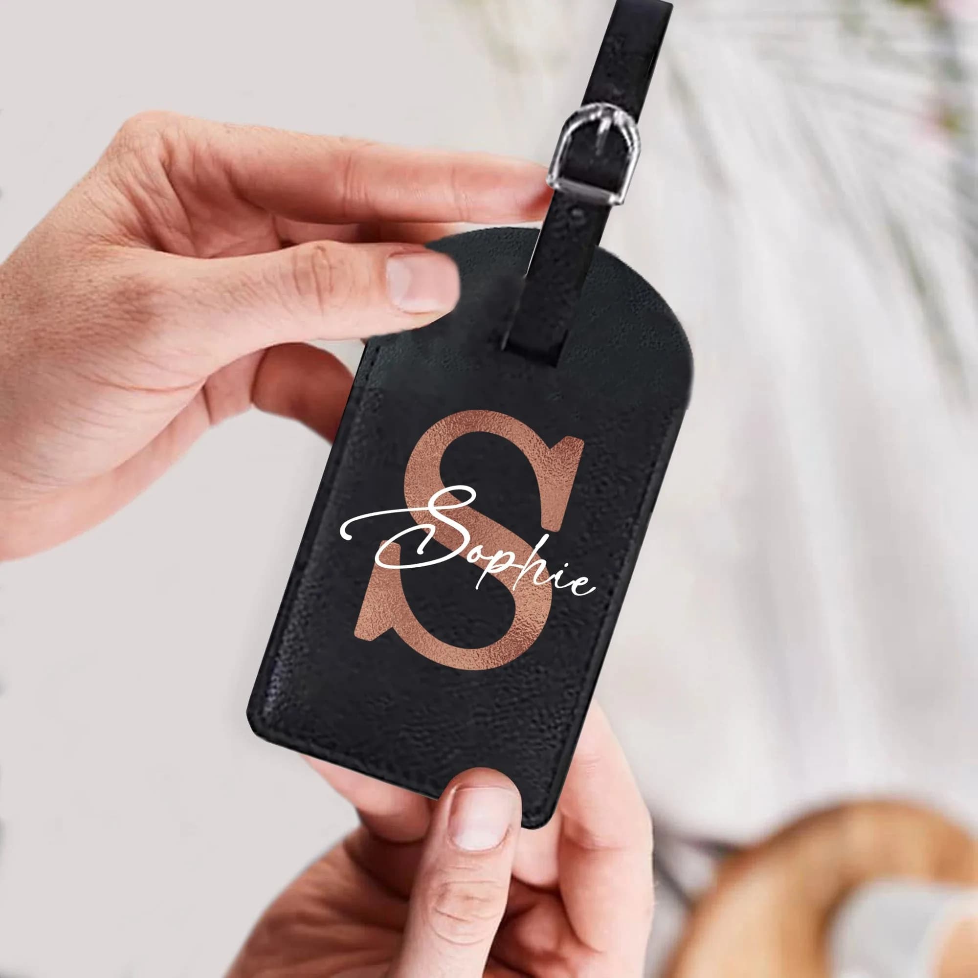 Etichetta per Bagagli Personalizzata con Iniziale e Nome, in Pelle PU per Valigie, Borse e Accessori da Viaggio, Regalo Ideale