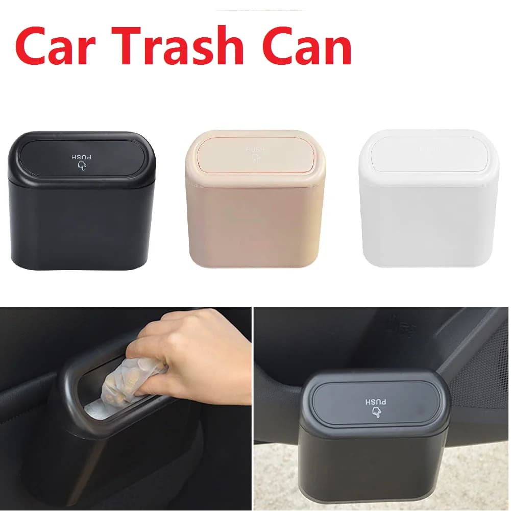 Cestino per auto da appendere, contenitore per rifiuti e polvere, scatola portaoggetti in ABS, bidone quadrato a pressione, accessori per interni auto, vendita diretta