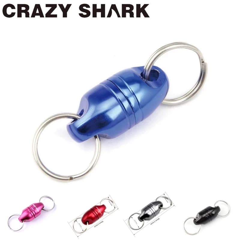 CrazyShark Portachiavi con rilascio netto magnetico Guscio in alluminio per attrezzi da pesca a mosca Supporto da pesca Magnete forte max 7,7 libbre/3,5 kg