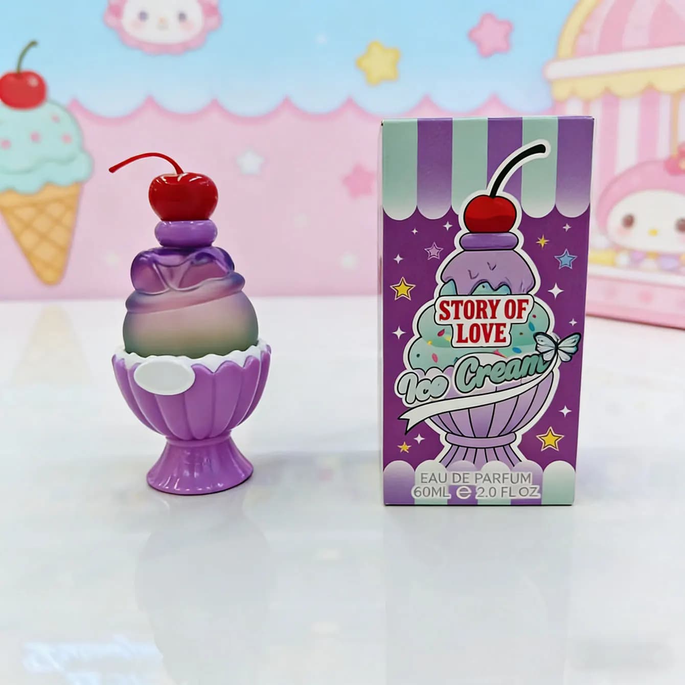 Profumo da Donna a Forma di Gelato, Fragranza Floreale Fresca e Duratura, Eau de Toilette Portatile