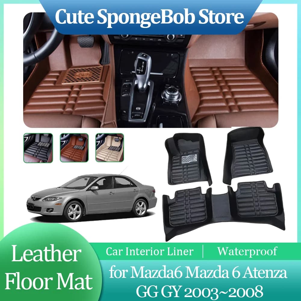 Tappetino in pelle per auto per Mazda6 Mazda 6 Atenza GG GY 2003 ~ 2008 2004 2005 2006 2007 fodera per piedi Anti-sporco tappetino impermeabile tappeto accessori personalizzati