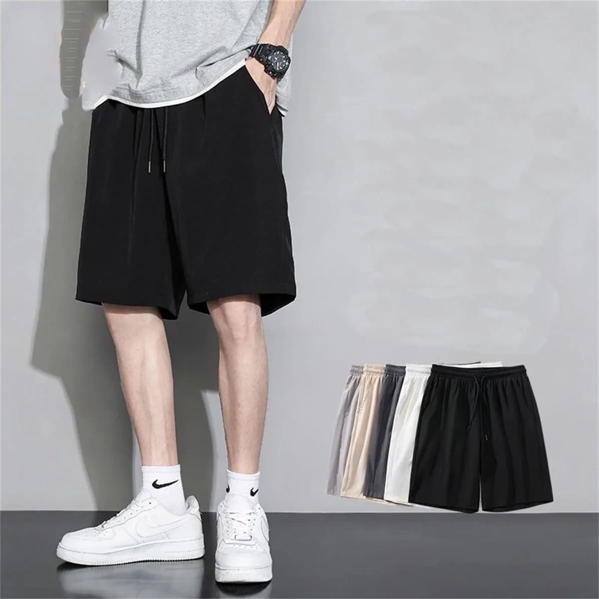 Pantaloncini Estivi da Uomo Casual e Comodi, Shorts da Spiaggia, Pantaloni Tinta Unita con Coulisse, Pantaloni da Basket, Abbigliamento Sportivo Maschile