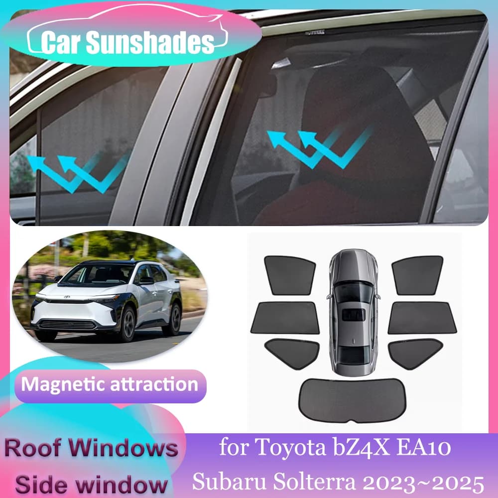 Parasole magnetici per Toyota bZ4X EA10 Subaru Solterra 2023 ~ 2025 Finestre del tetto Visiera parasole Parabrezza Tenda Tetto apribile Accessori