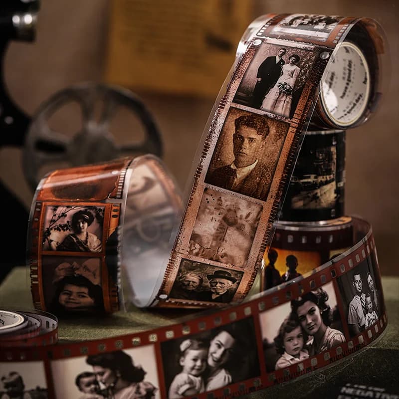 3 rotoli di nastro adesivo per pellicola vintage della serie Memory Collection, nastro adesivo Washi con foto retrò, bordi decorativi per manuali, diari, album