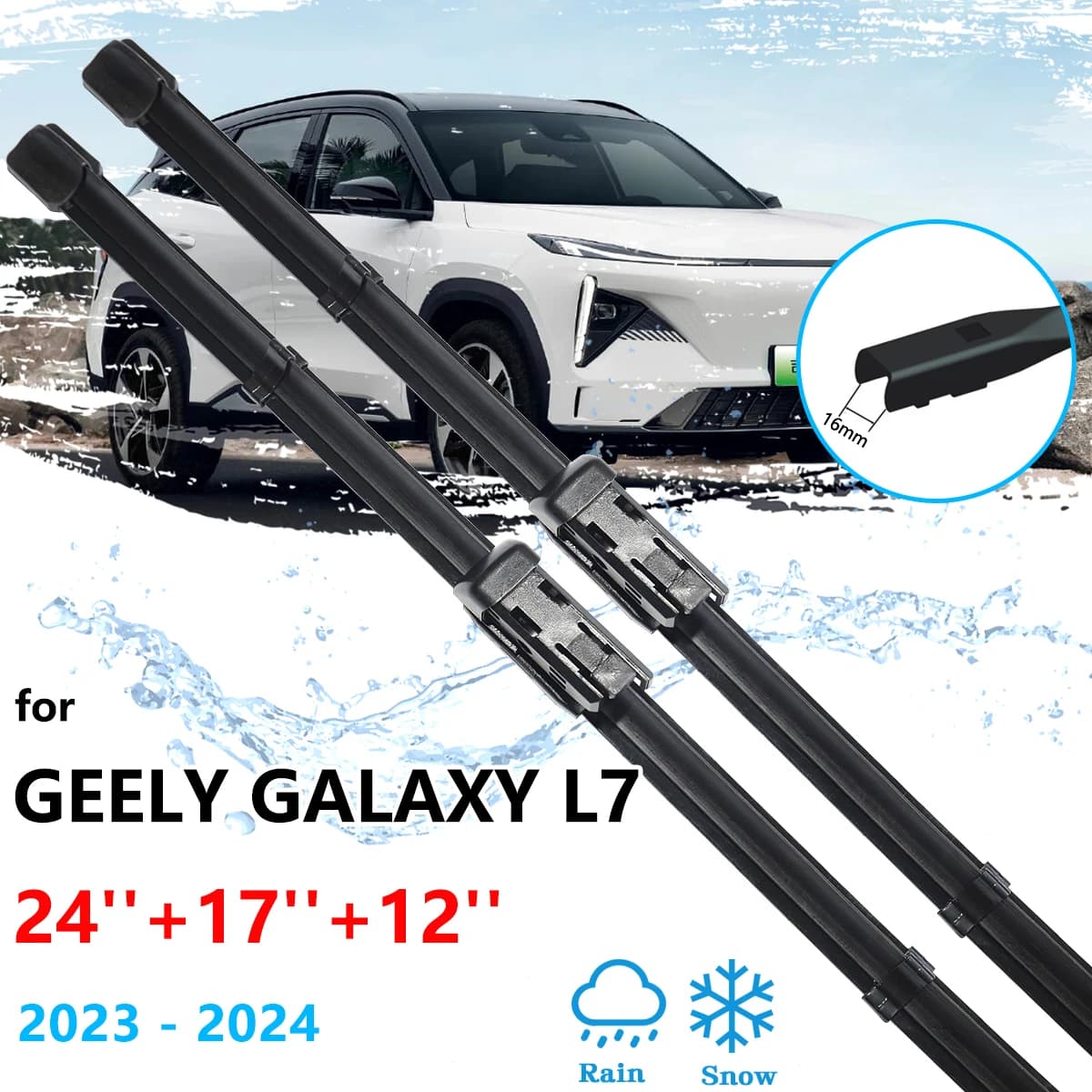 Per Geely Galaxy L7 2023 2024 Anteriore Posteriore Spazzole Set Kit Spazzole Parabrezza Parabrezza Finestra Cutter Pulizia Accessori Auto