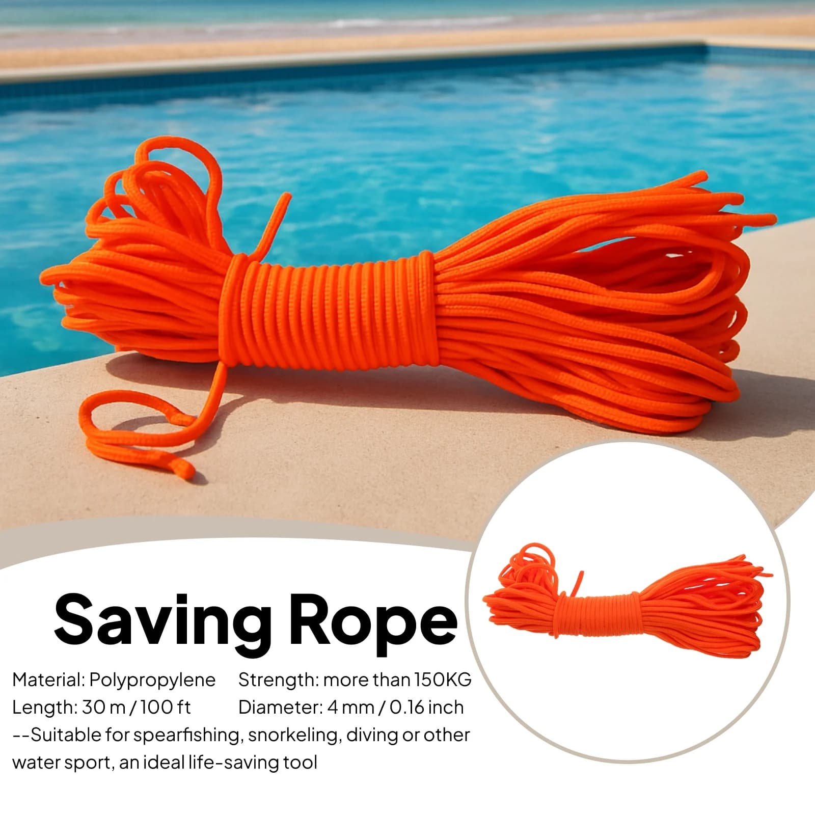High Quality 30m Reflective Floating Water Life Saving Rope Float Line Diving Snorkeling Camping Climbing Swimming Accessories