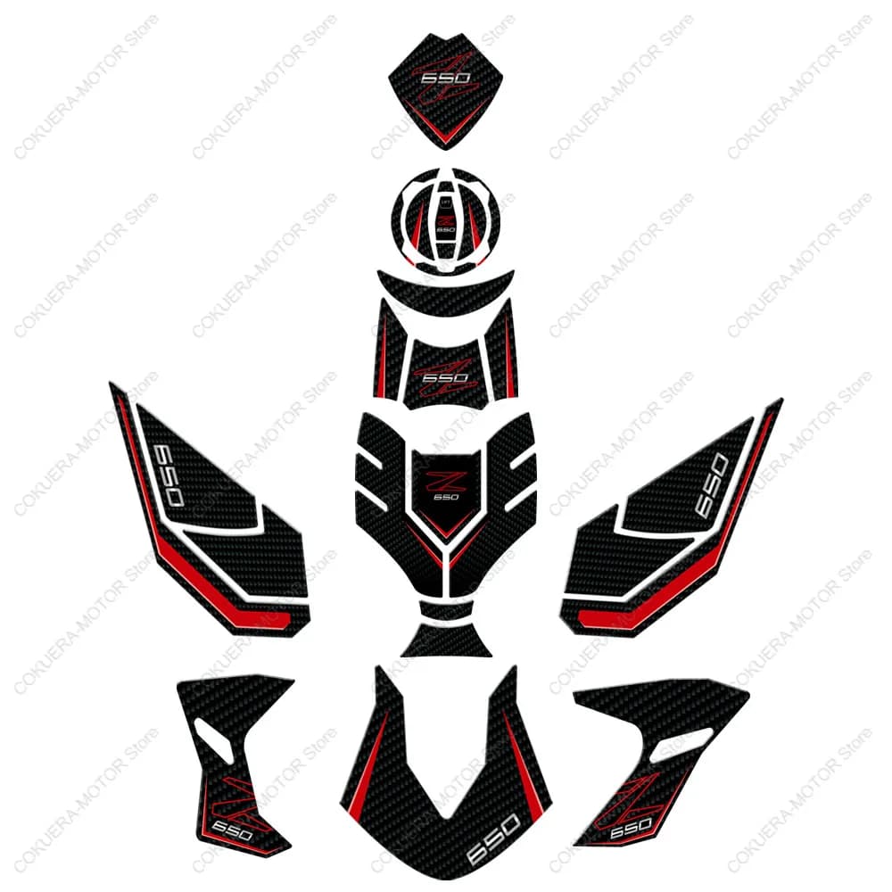 Kit serbatoio pad per Z650 Z 650 2025 Accessori moto Adesivo serbatoio carburante Adesivo in resina epossidica 3D Decalcomanie antigraffio antiscivolo Sticke