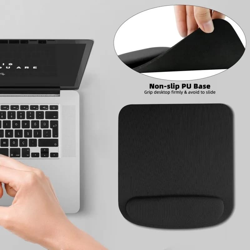 Tappetino per mouse ergonomico con poggiapolsi in gel: comodo supporto per il polso con tastiera per ufficio e giochi, base antiscivolo
