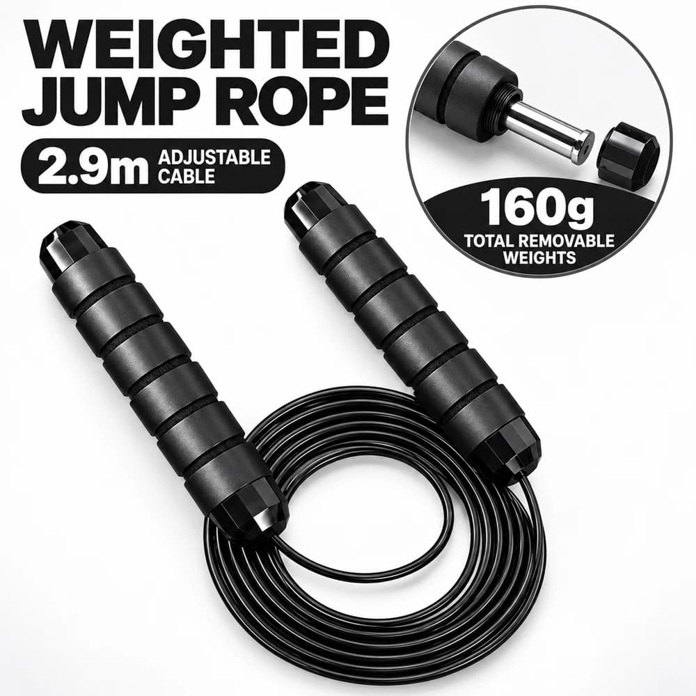 Adjustable Weighted Jump Rope with 160g Removable Handle Weights PVC Coated Steel Wire for Fitness Cardio Training