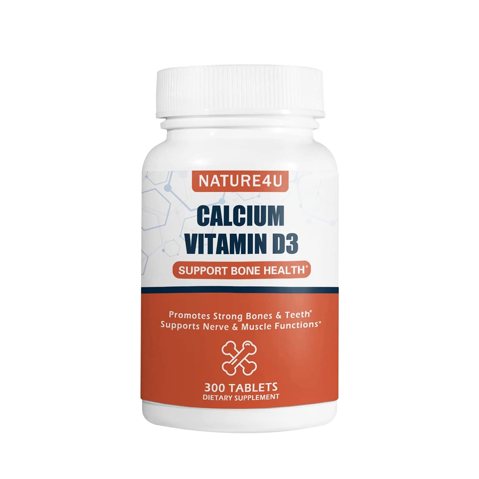 Calcium 1000 mg with vitamin D3, bone health supplement for adults, nerve health support in Muscel and calcium absorption, 300 Tabl