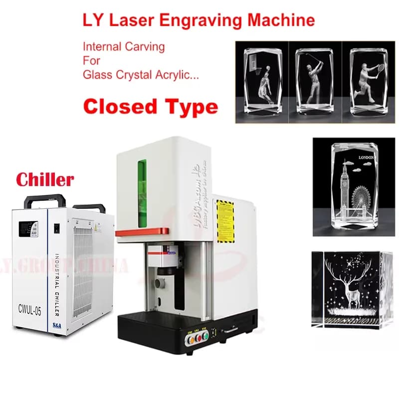 New ultraviolet 3D laser engraver (violet cold light) UV 5W 10W for crystal and glass engraving with water cooling