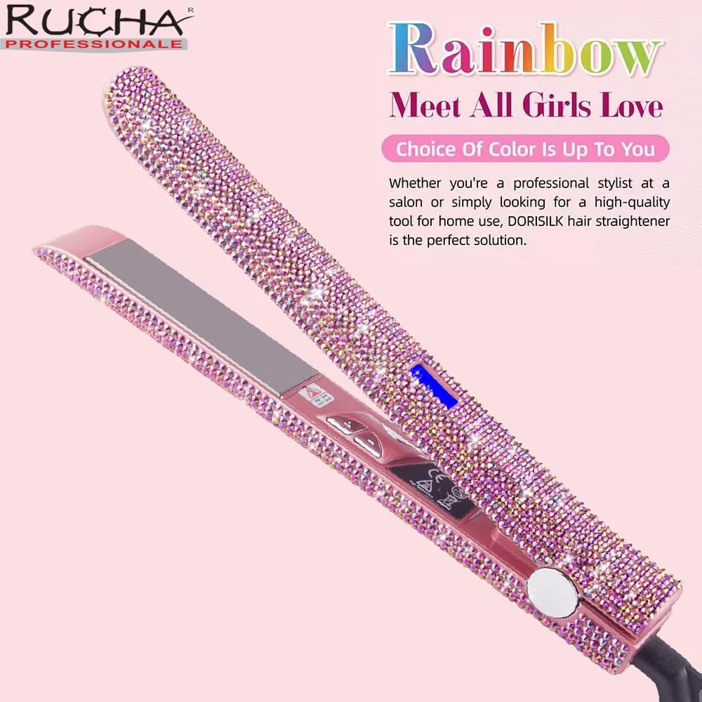 Ceramic Iron with Rhinestone Iron and Hairdresser for Professional Salon